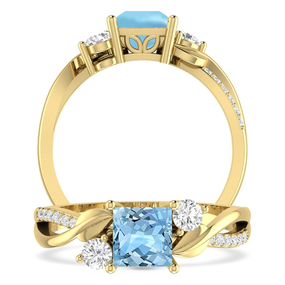 Yellow Gold - Aquamarine