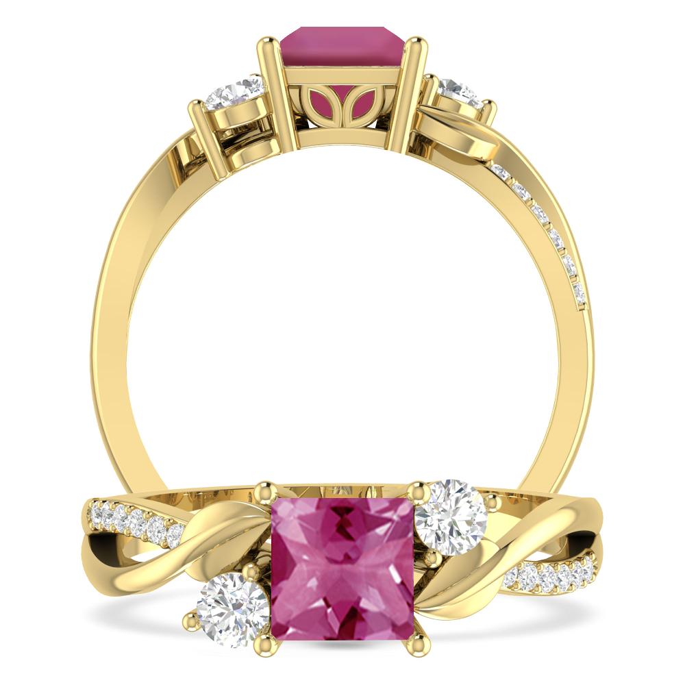 Yellow Gold - Pink Tourmaline