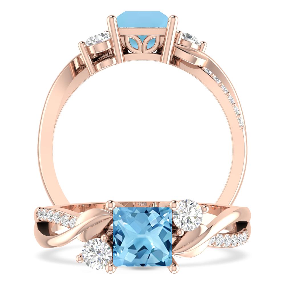 Rose Gold - Blue Topaz