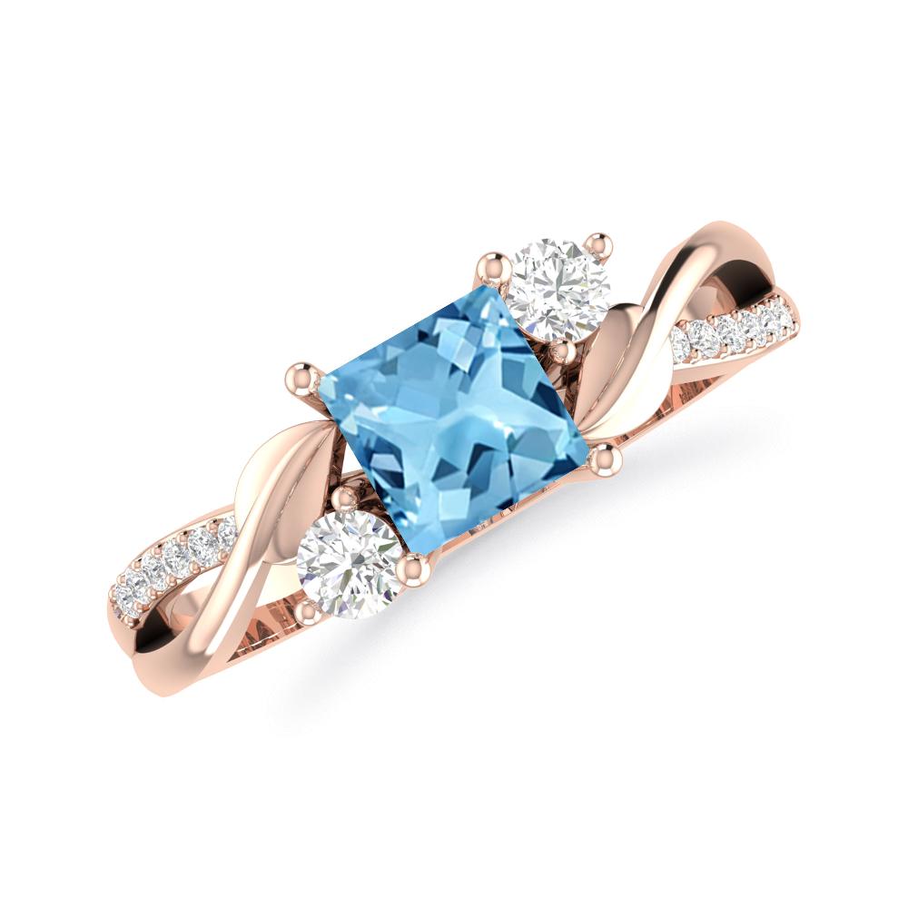 Rose Gold - Blue Topaz