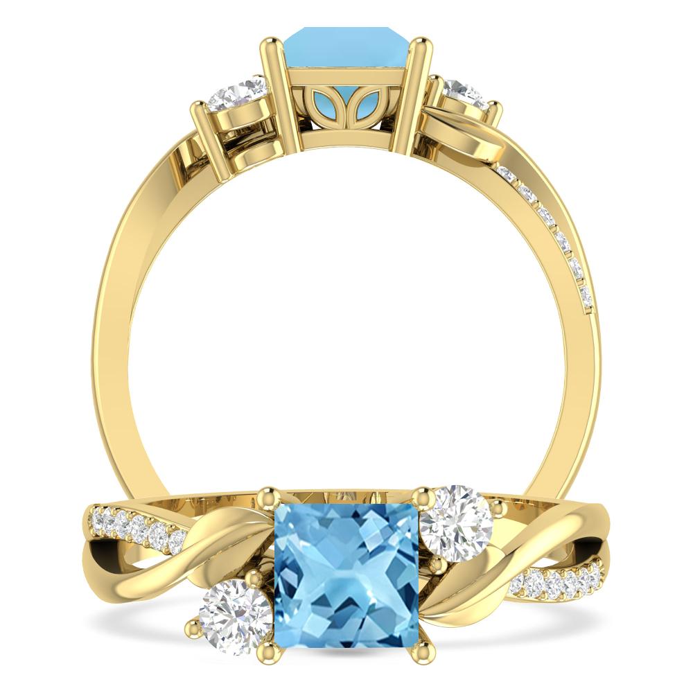 Yellow Gold - Blue Topaz