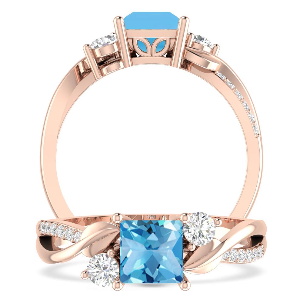 Rose Gold - Blue Topaz