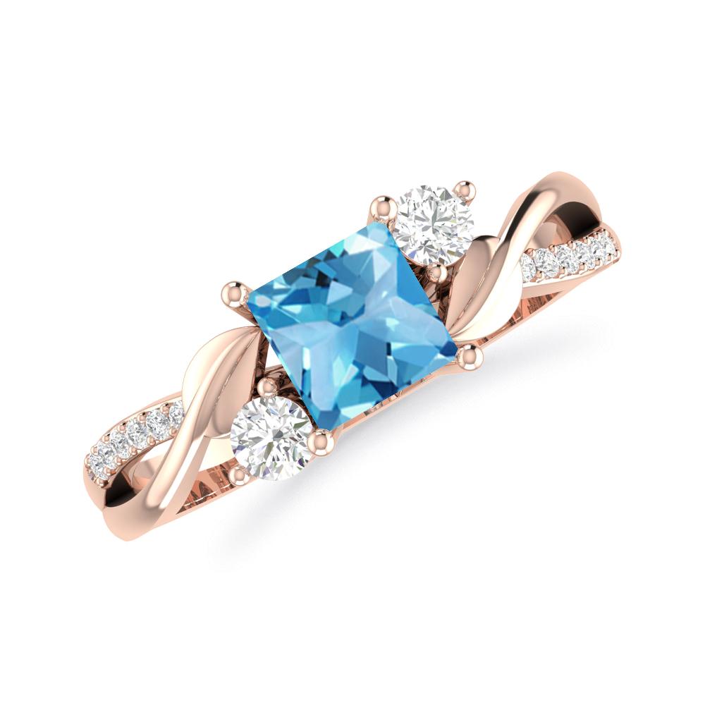 Rose Gold - Blue Topaz