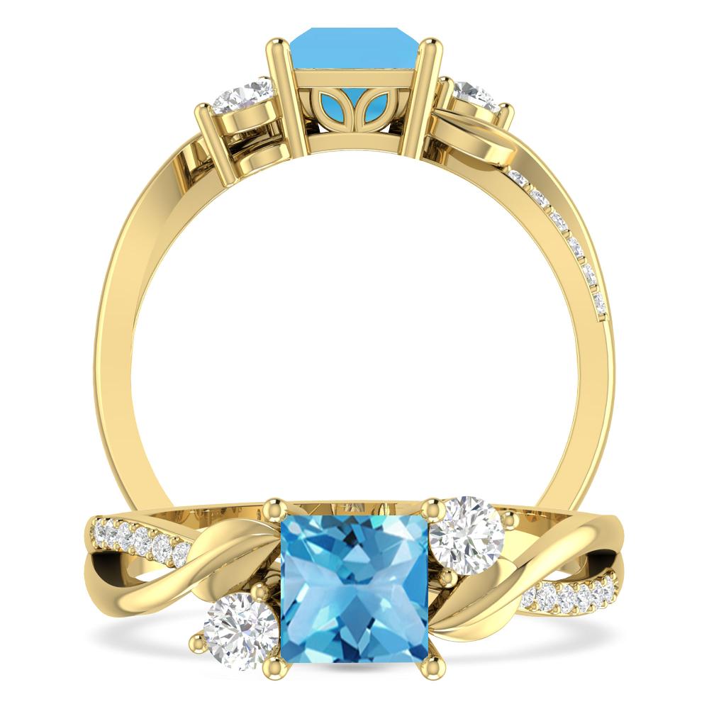 Yellow Gold - Blue Topaz