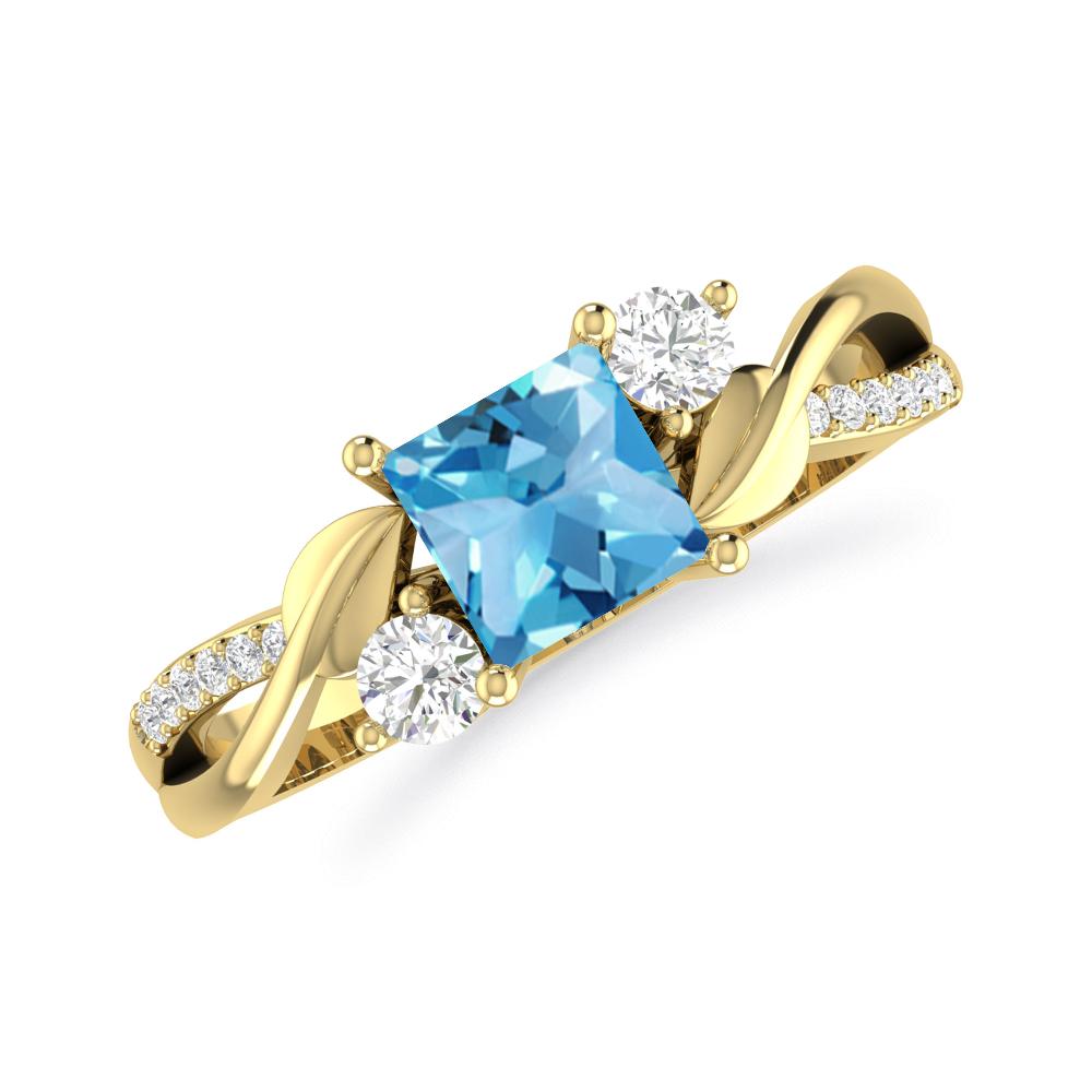 Yellow Gold - Blue Topaz