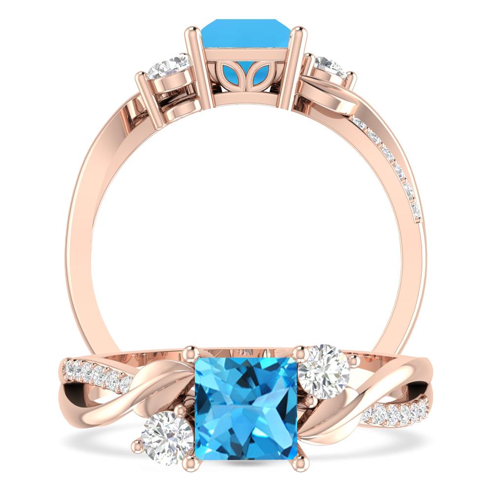 Rose Gold - Blue Topaz