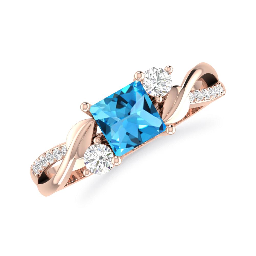 Rose Gold - Blue Topaz