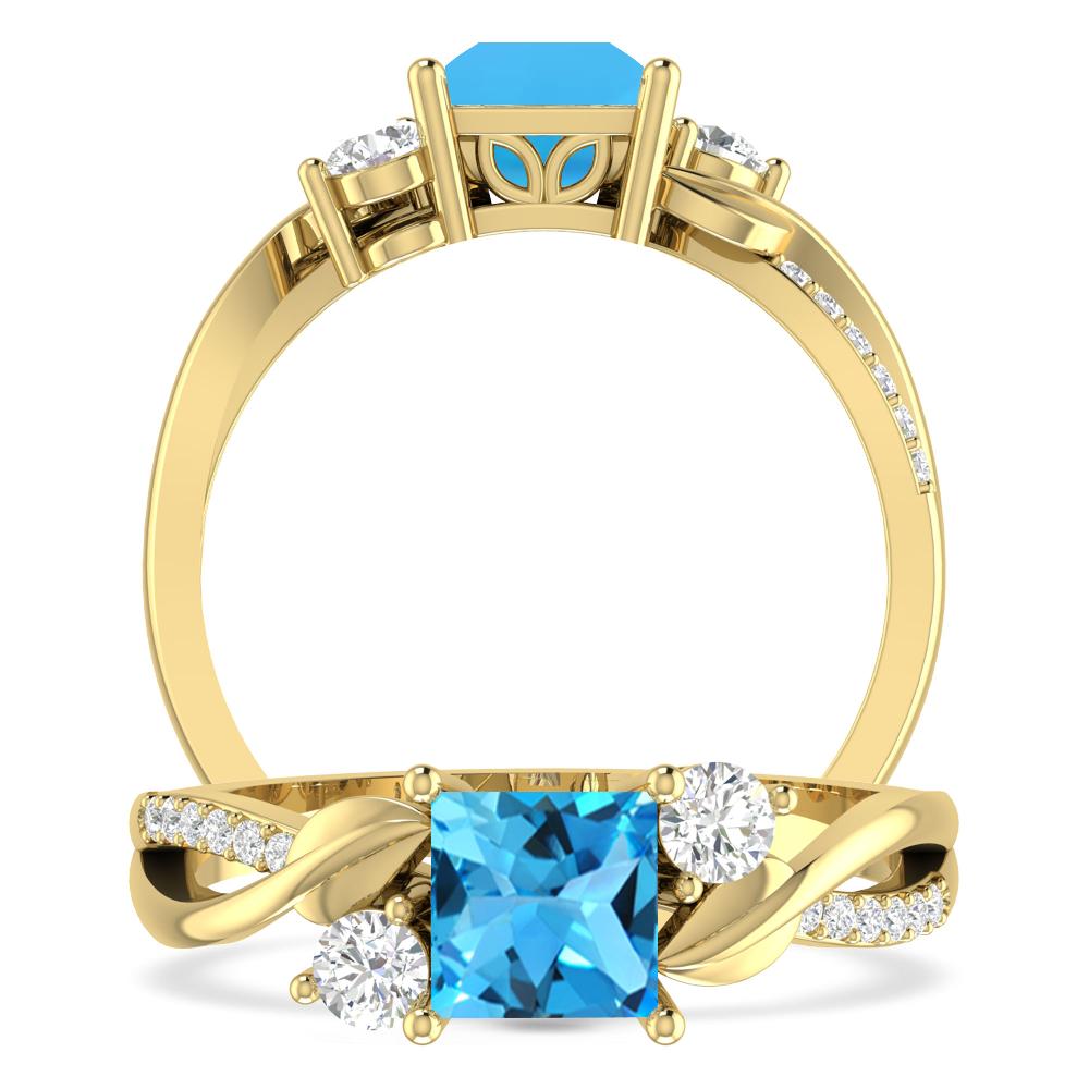 Yellow Gold - Blue Topaz