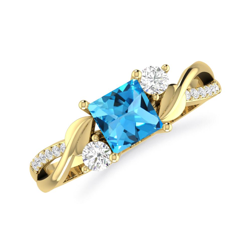 Yellow Gold - Blue Topaz