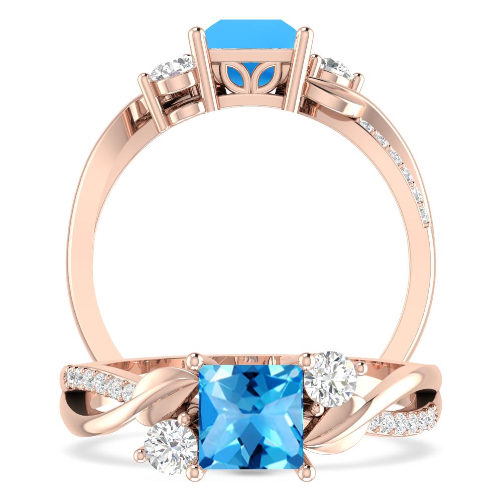 Rose Gold - Blue Topaz