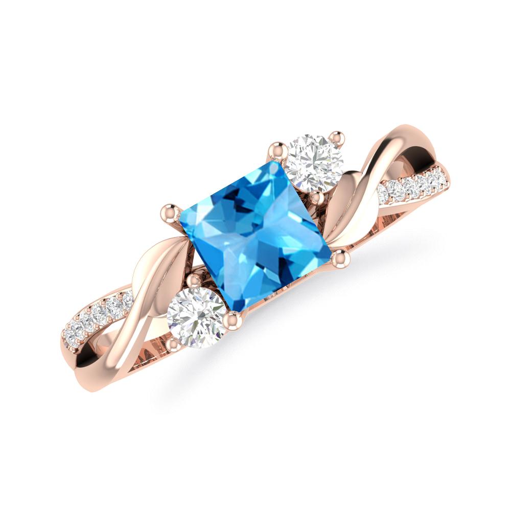 Rose Gold - Blue Topaz