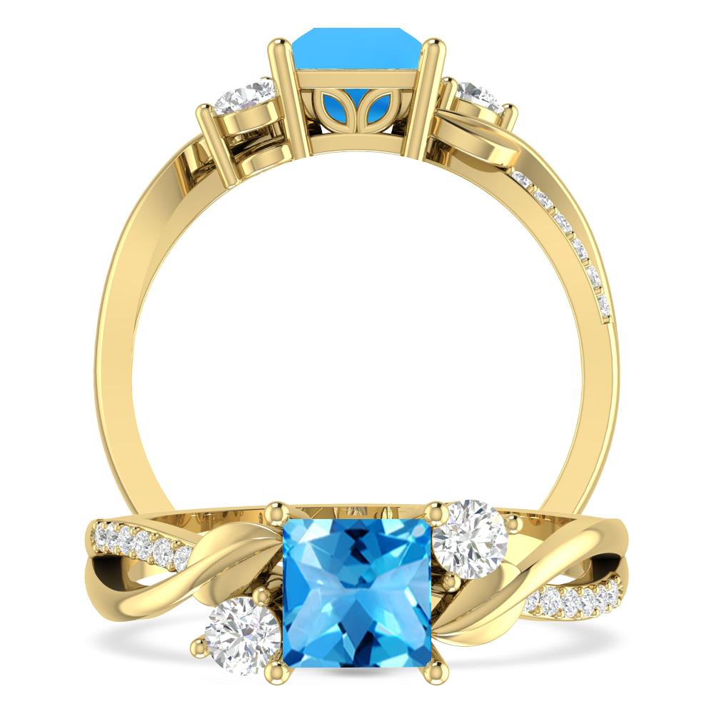 Yellow Gold - Blue Topaz