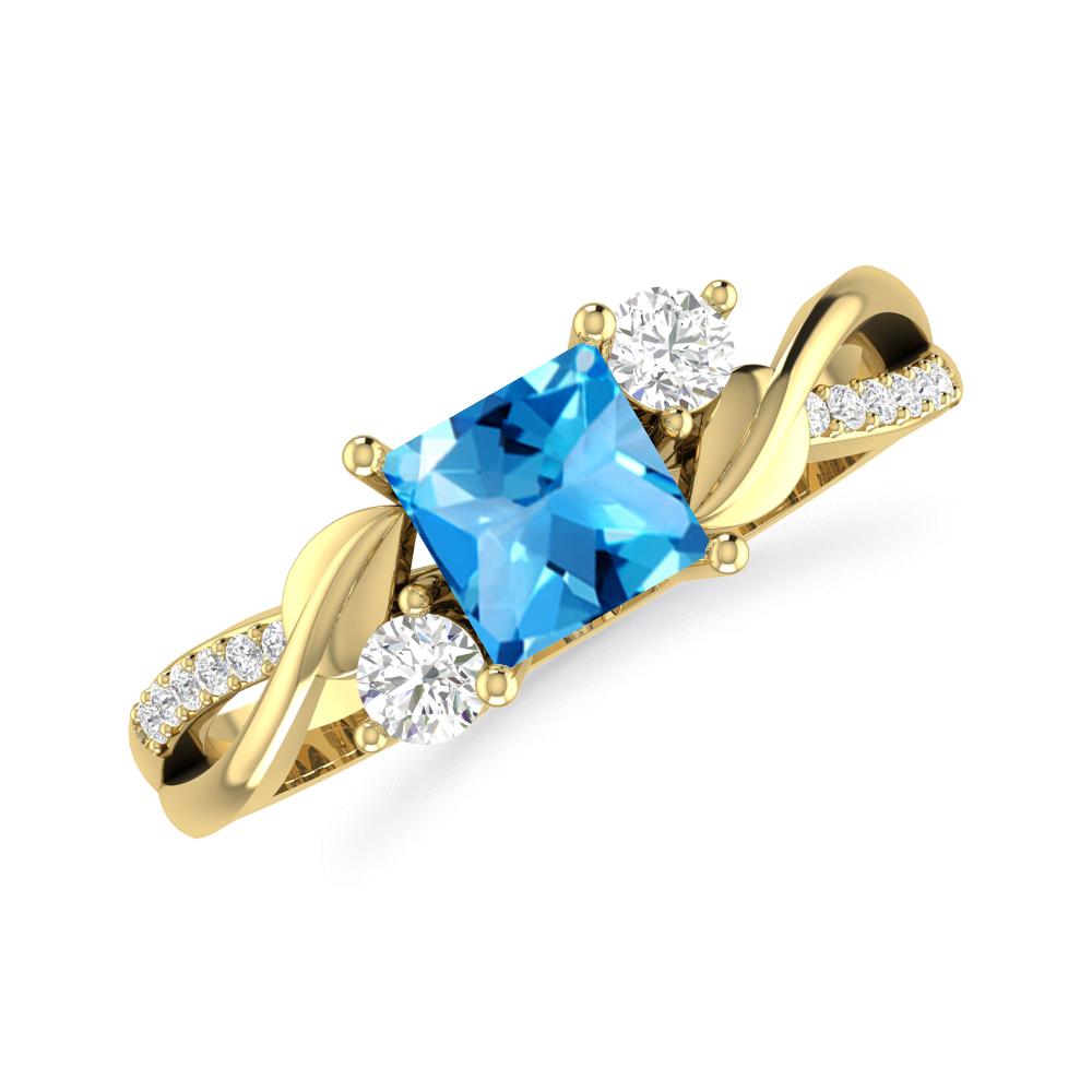 Yellow Gold - Blue Topaz