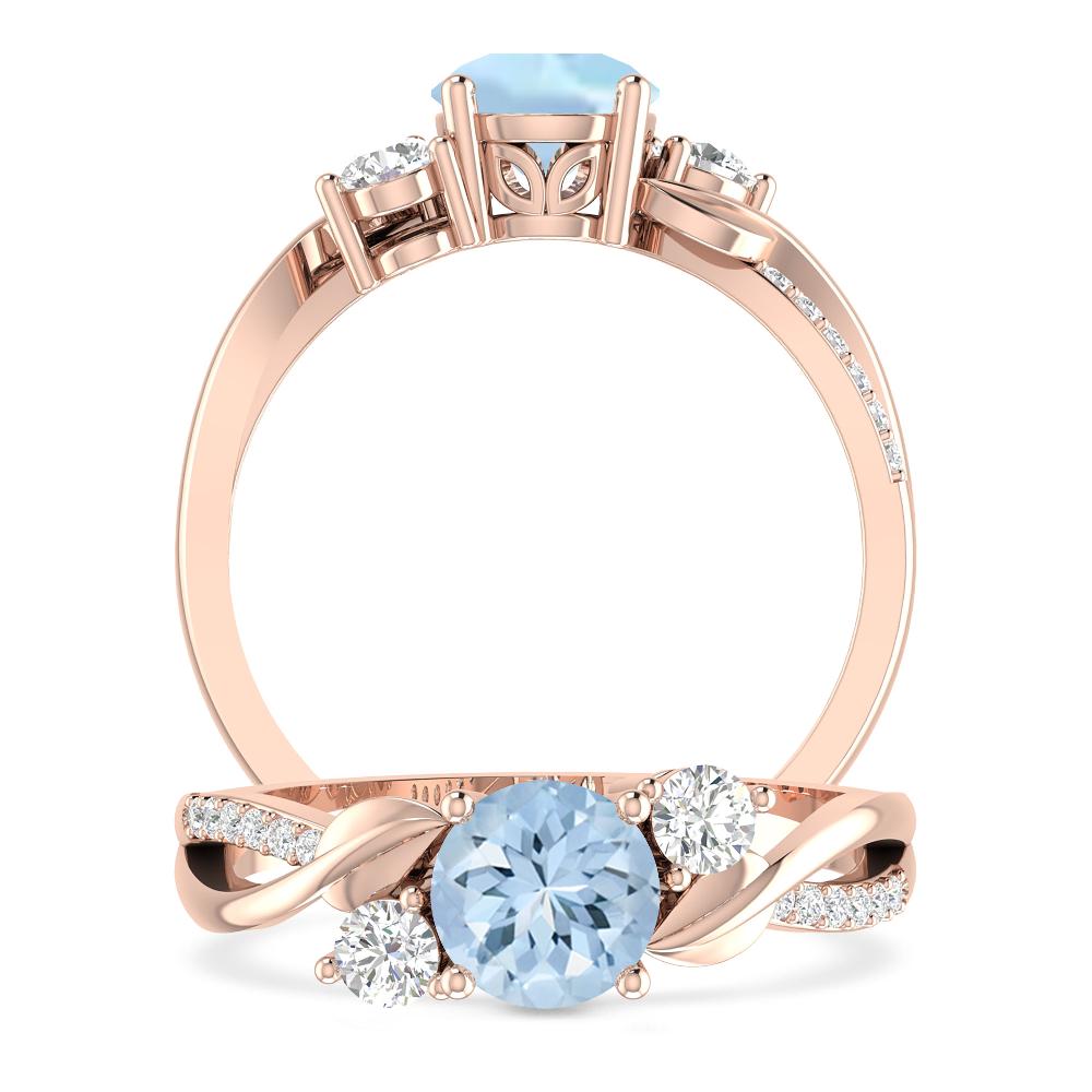 Rose Gold - Aquamarine