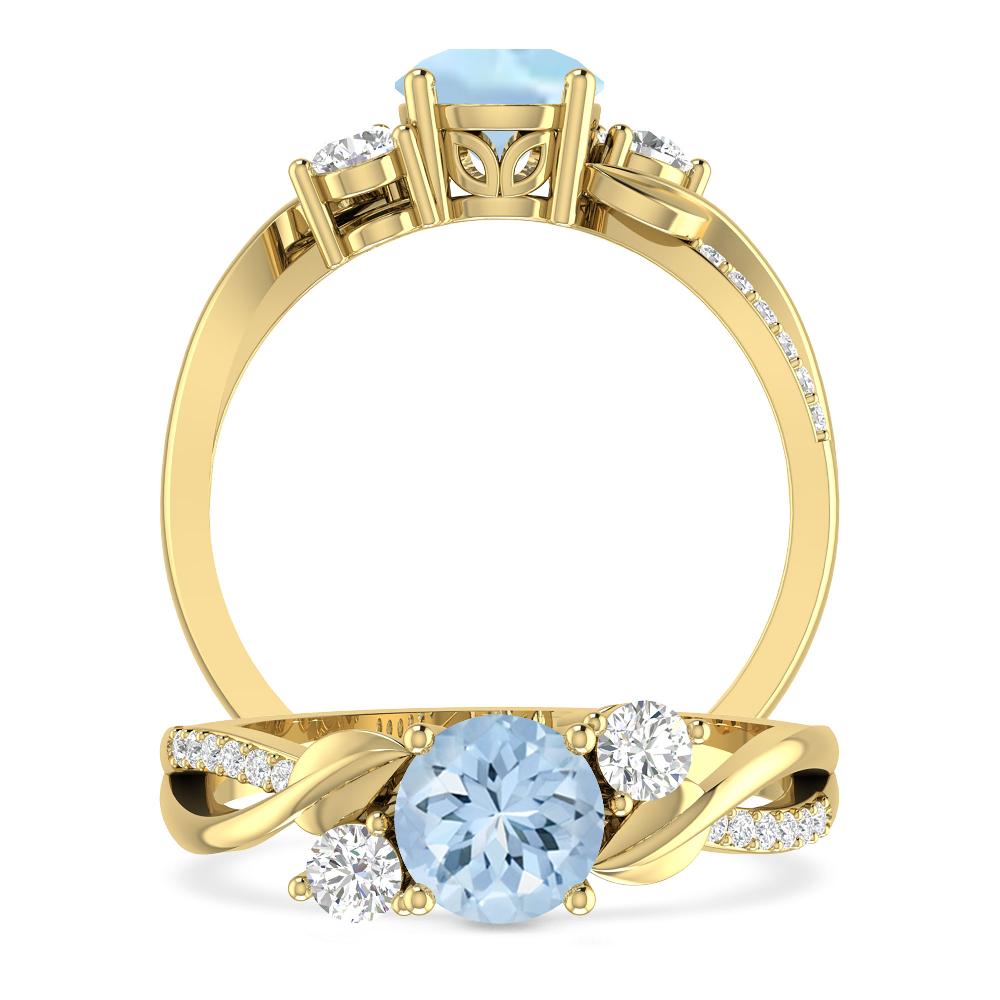 Yellow Gold - Aquamarine