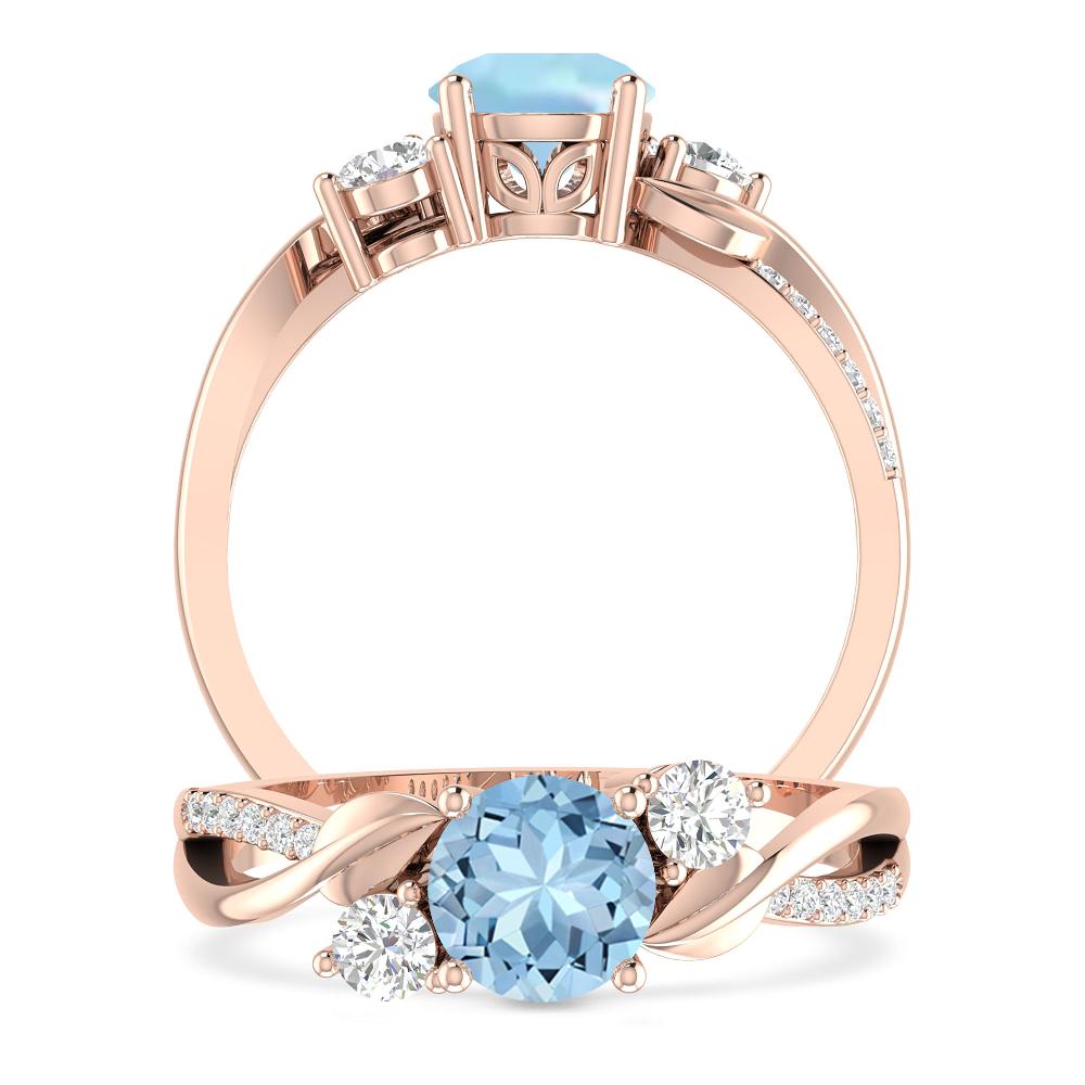 Rose Gold - Aquamarine