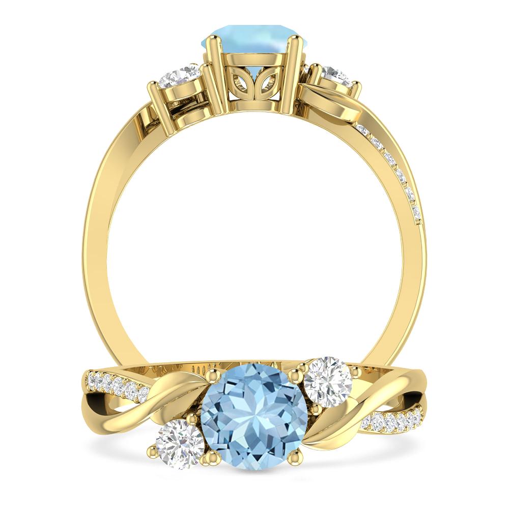 Yellow Gold - Aquamarine