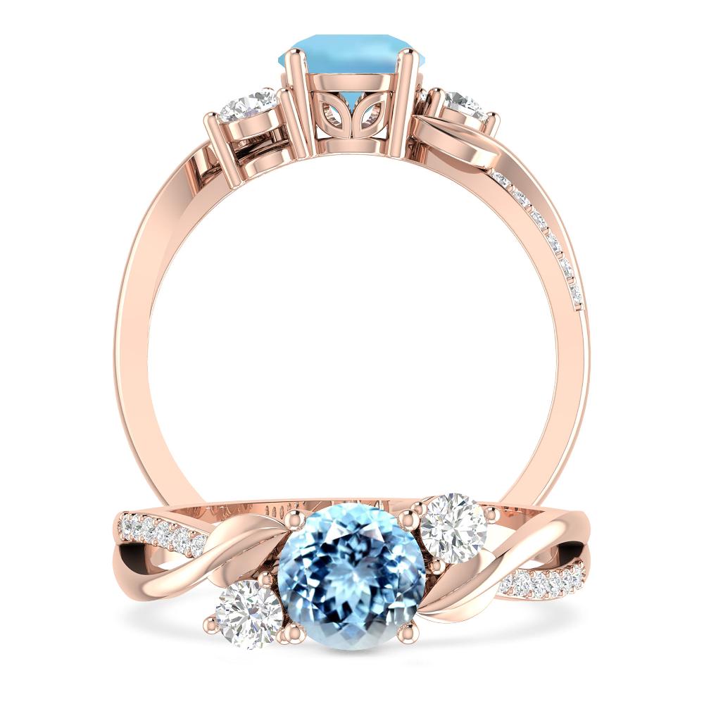 Rose Gold - Aquamarine