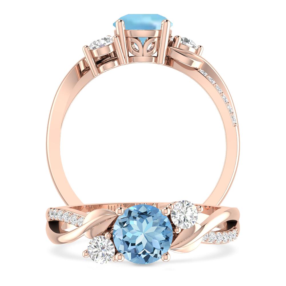 Rose Gold - Aquamarine