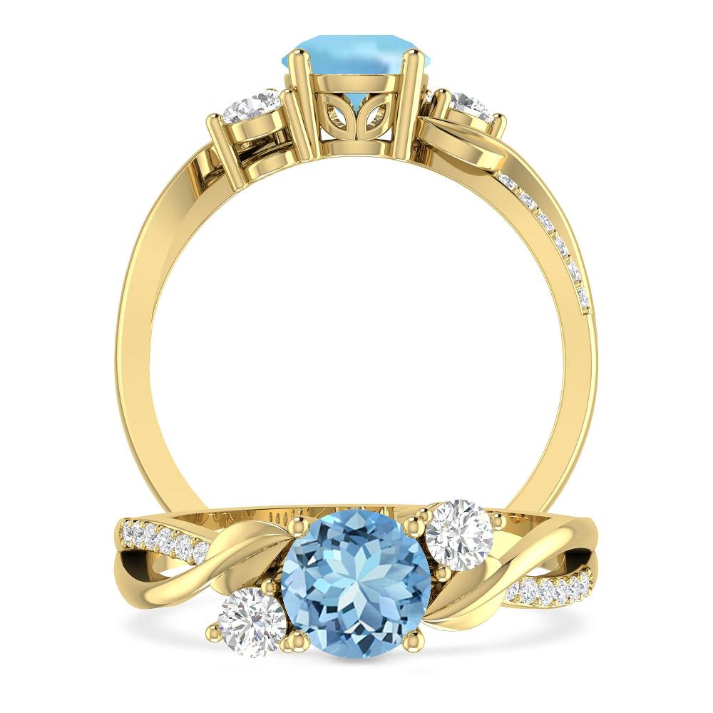 Yellow Gold - Aquamarine