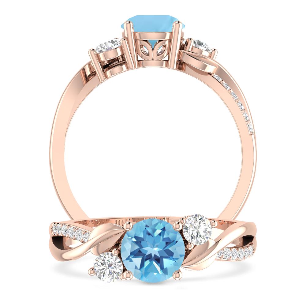 Rose Gold - Blue Topaz