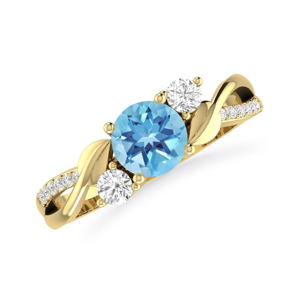 Yellow Gold - Blue Topaz