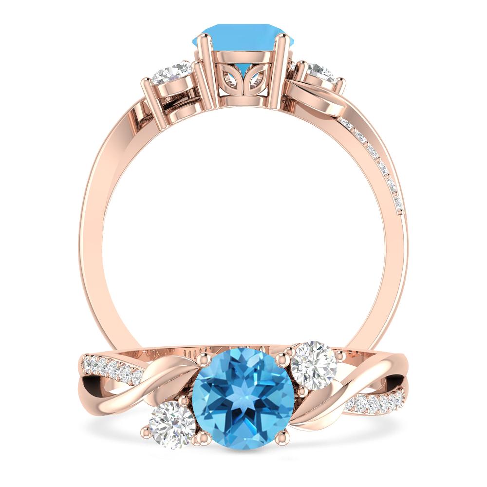 Rose Gold - Blue Topaz