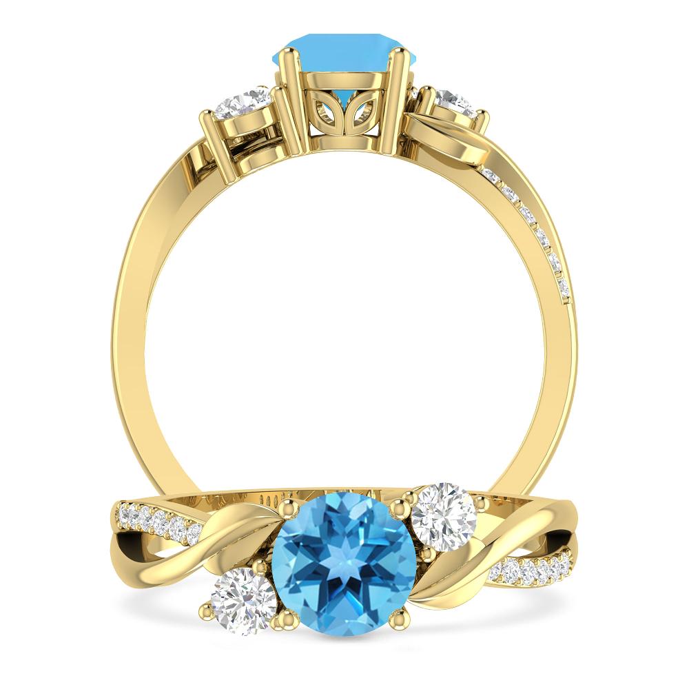 Yellow Gold - Blue Topaz