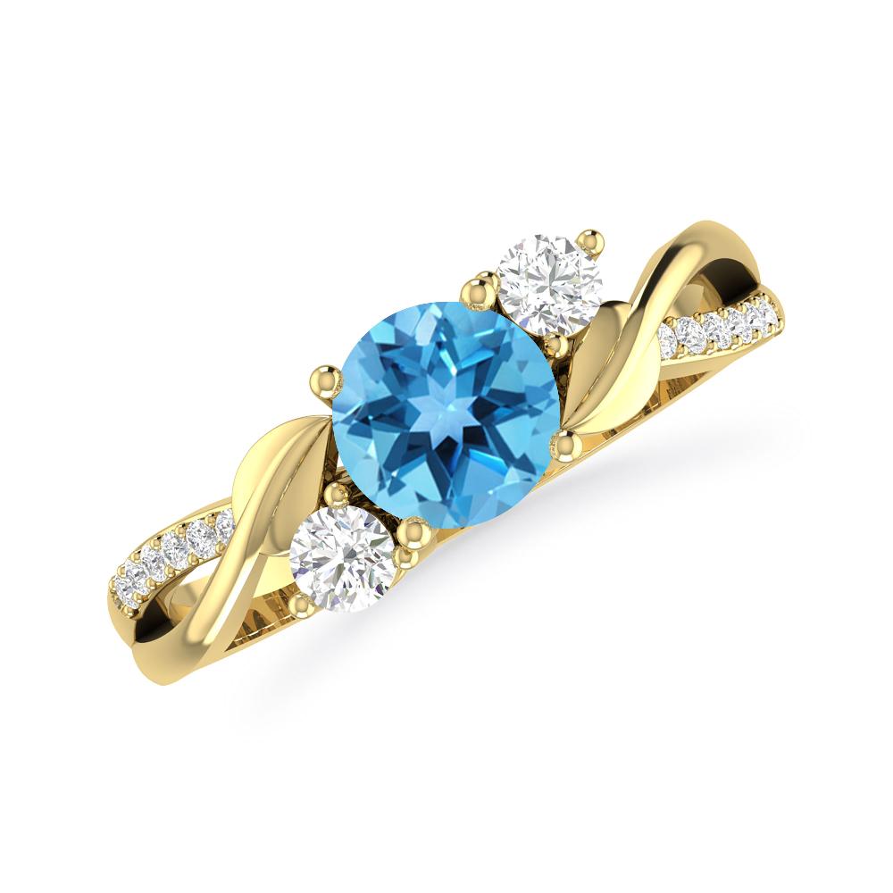 Yellow Gold - Blue Topaz