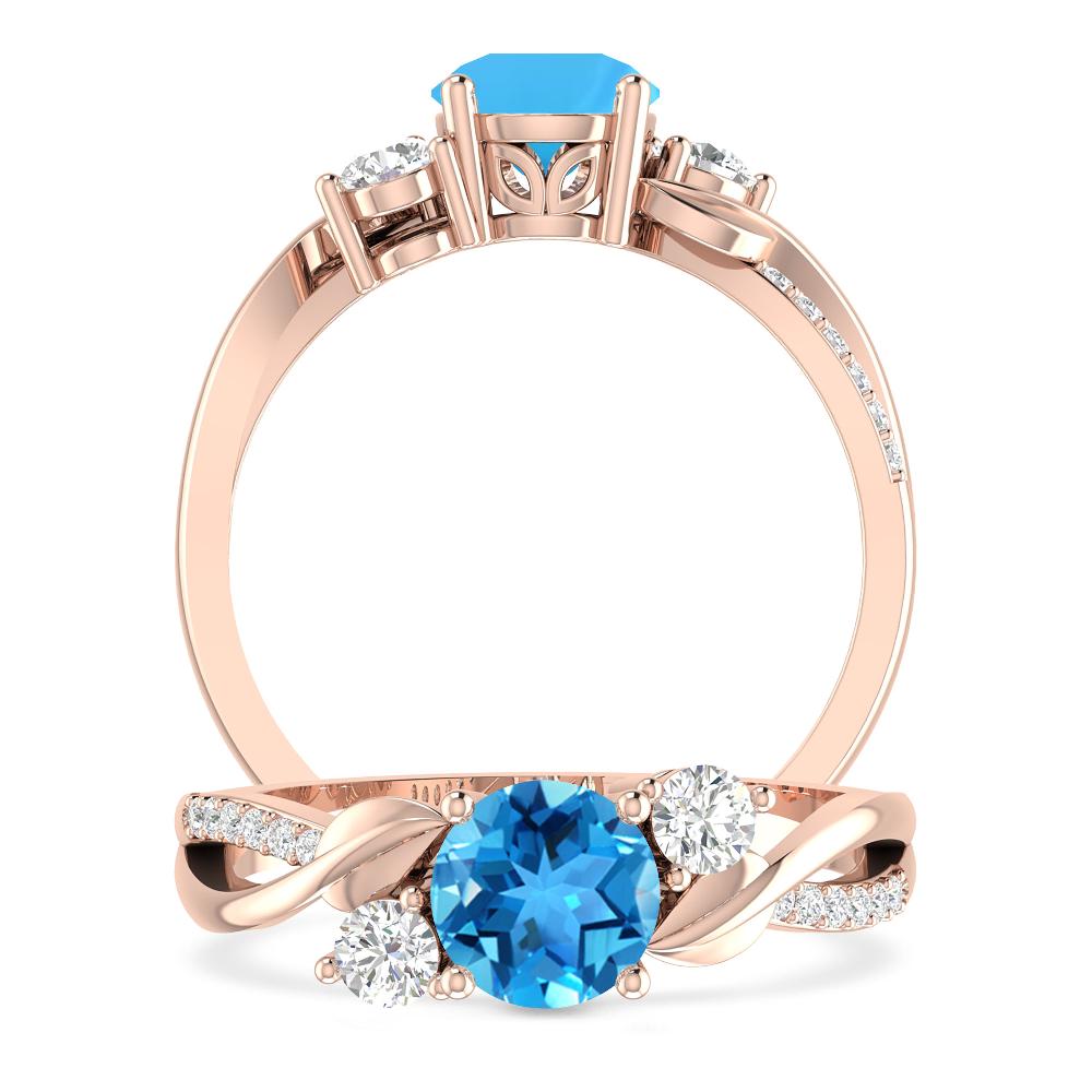 Rose Gold - Blue Topaz