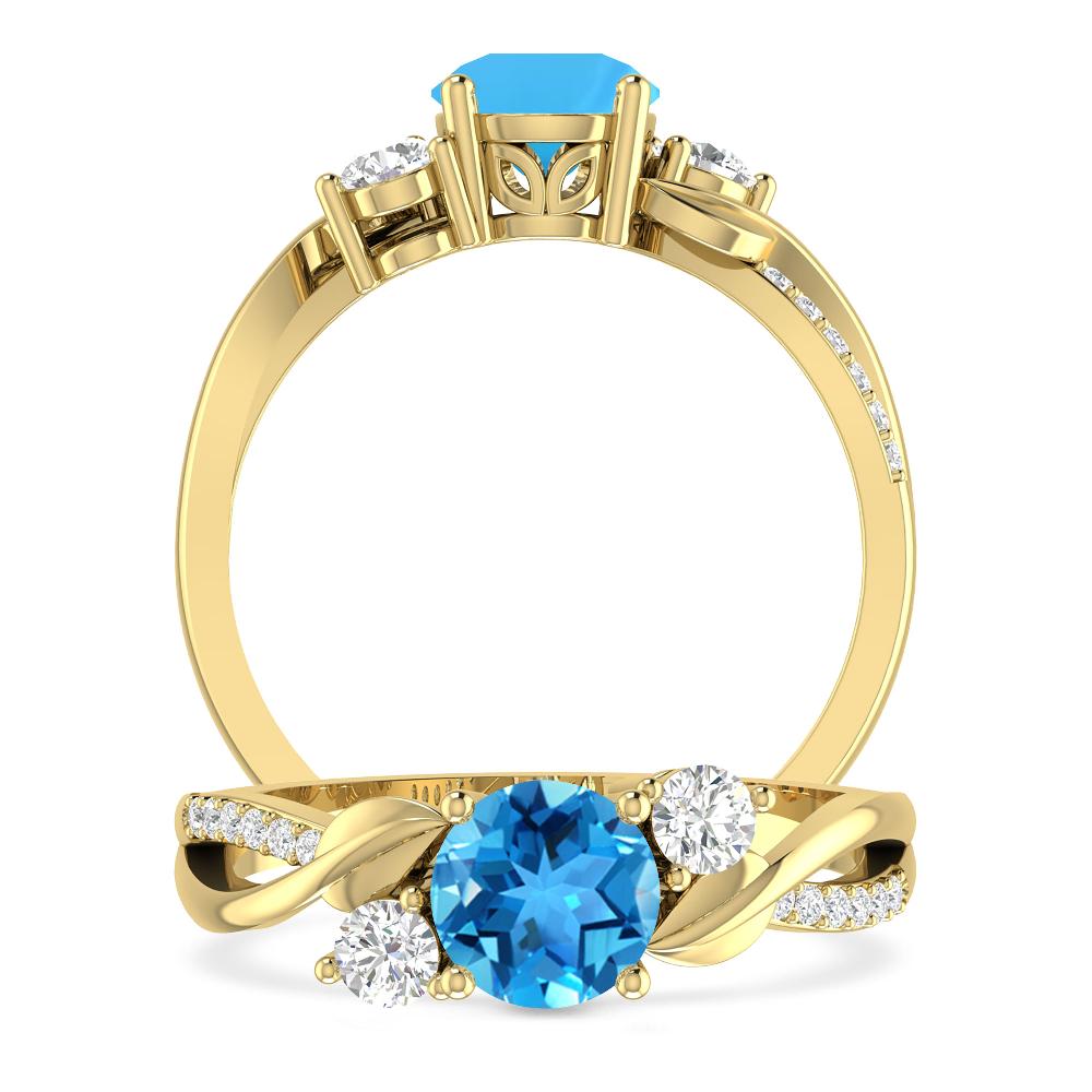 Yellow Gold - Blue Topaz