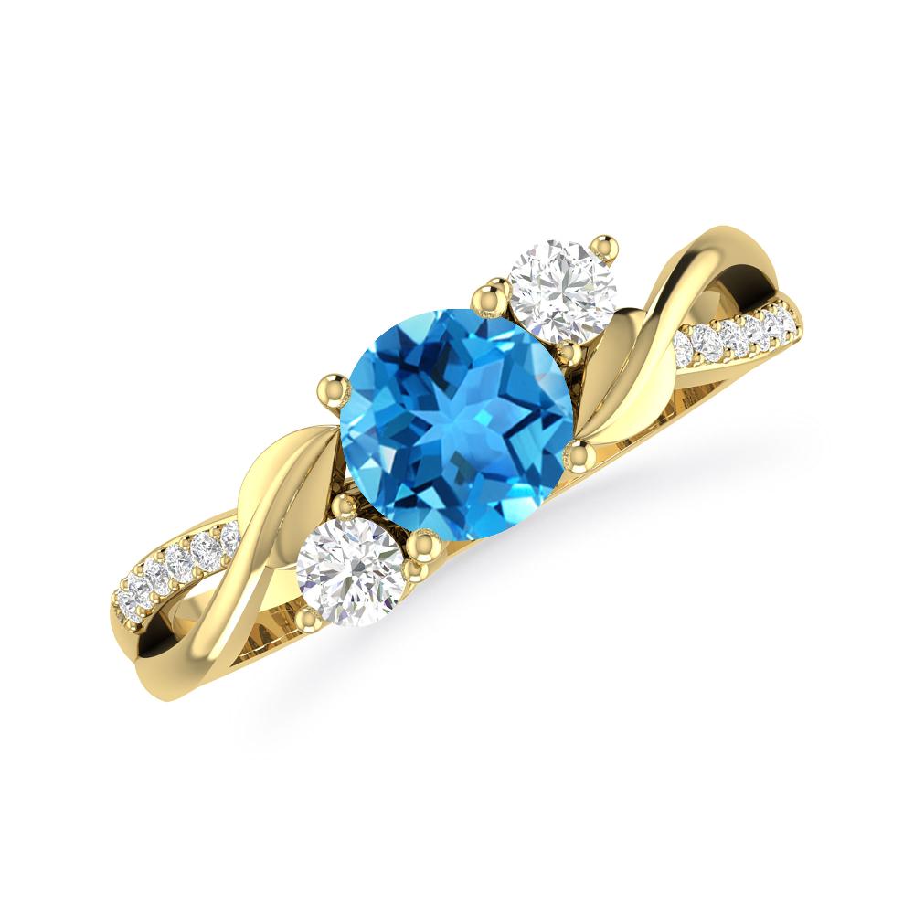 Yellow Gold - Blue Topaz