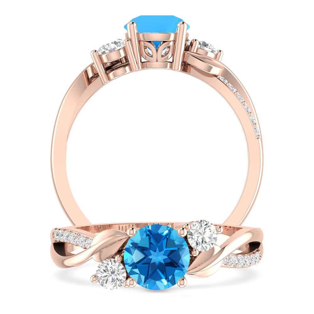 Rose Gold - Blue Topaz