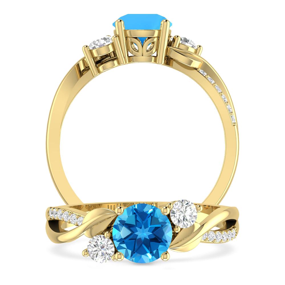 Yellow Gold - Blue Topaz