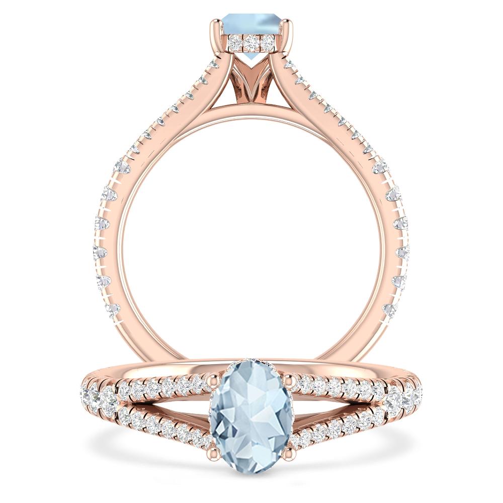 Rose Gold - Aquamarine