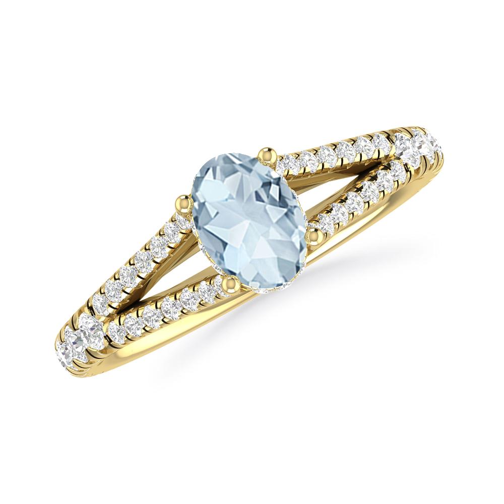 Yellow Gold - Aquamarine