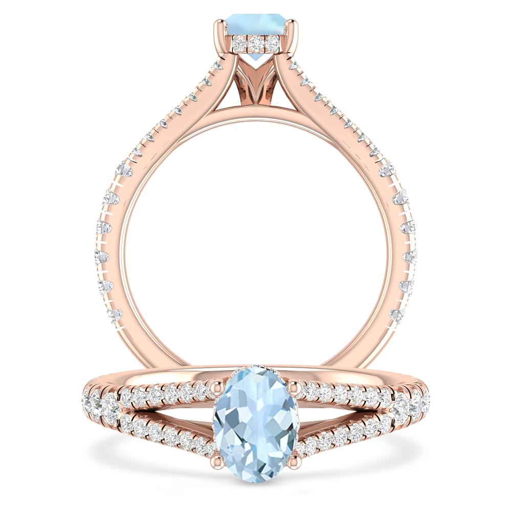 Rose Gold - Aquamarine