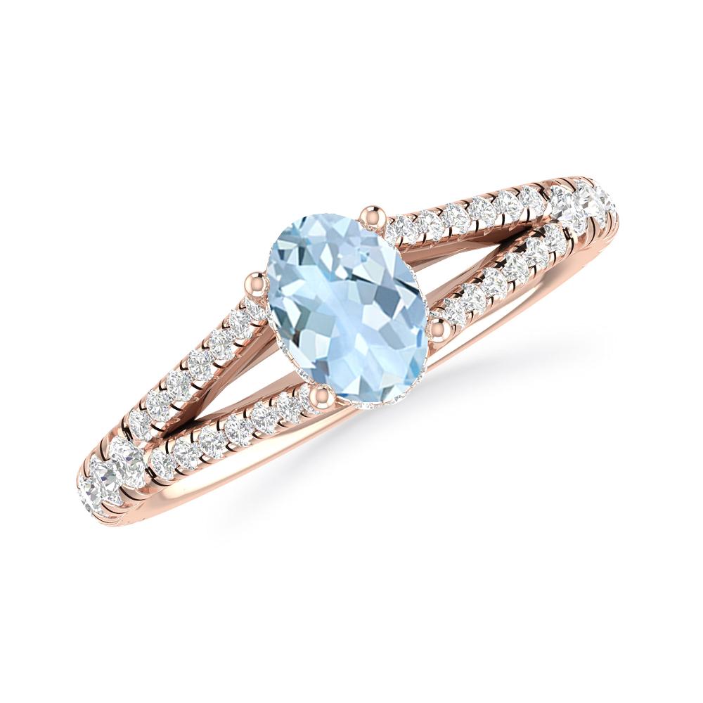 Rose Gold - Aquamarine