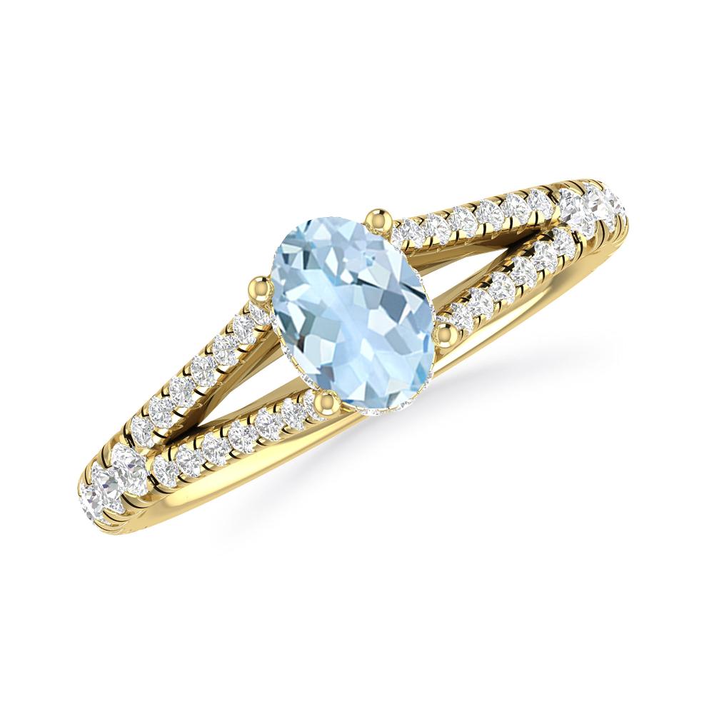 Yellow Gold - Aquamarine