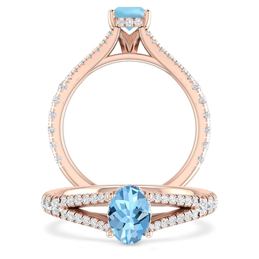 Rose Gold - Aquamarine