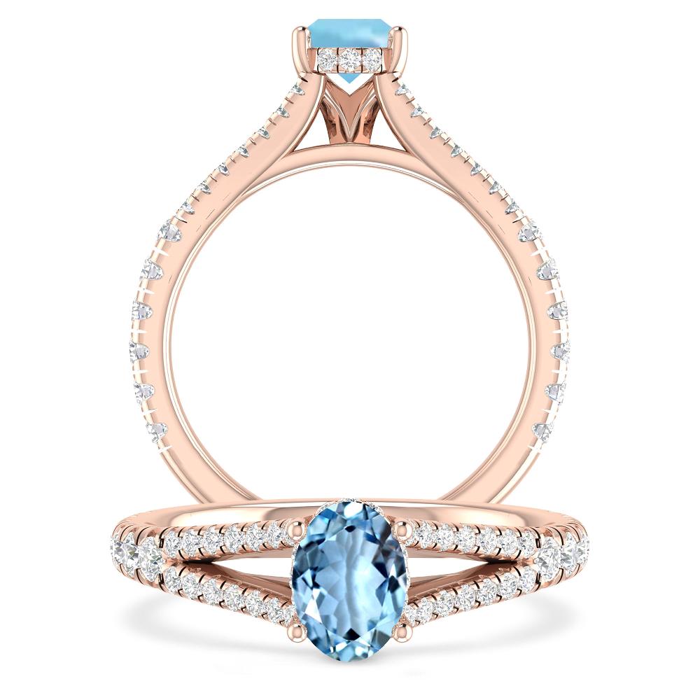 Rose Gold - Aquamarine