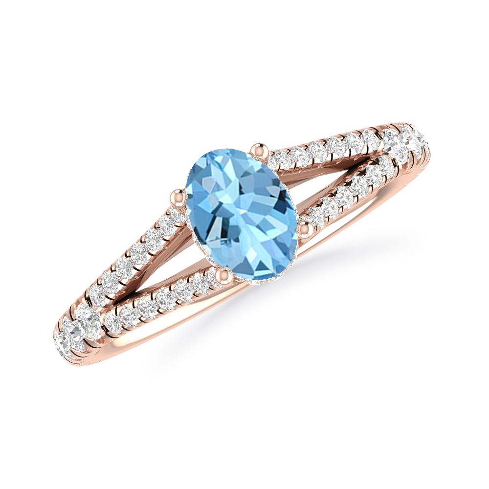 Rose Gold - Aquamarine