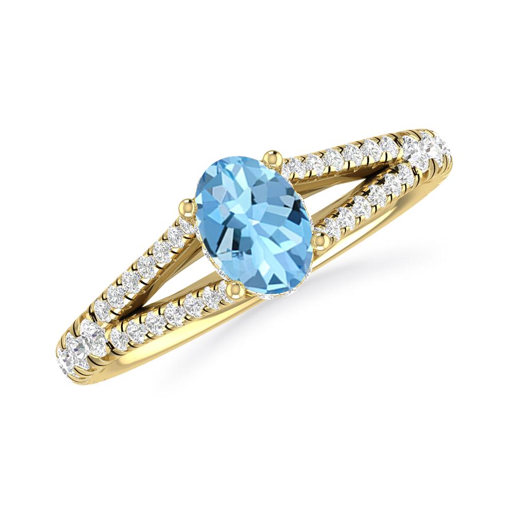 Yellow Gold - Aquamarine