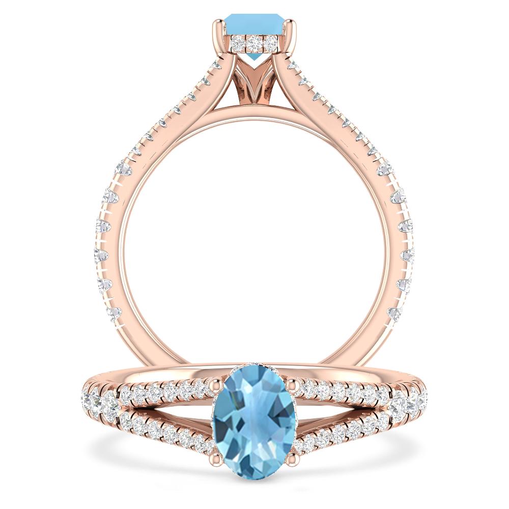 Rose Gold - Blue Topaz