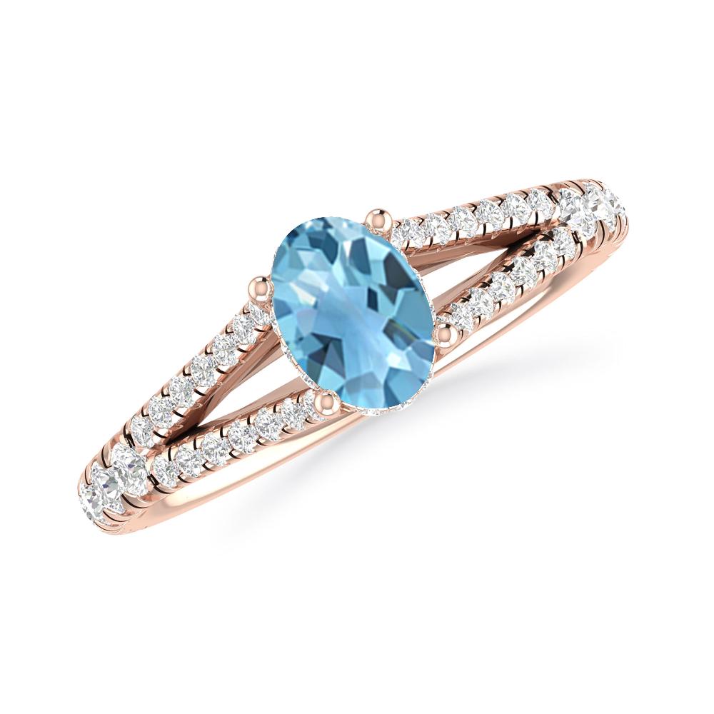 Rose Gold - Blue Topaz