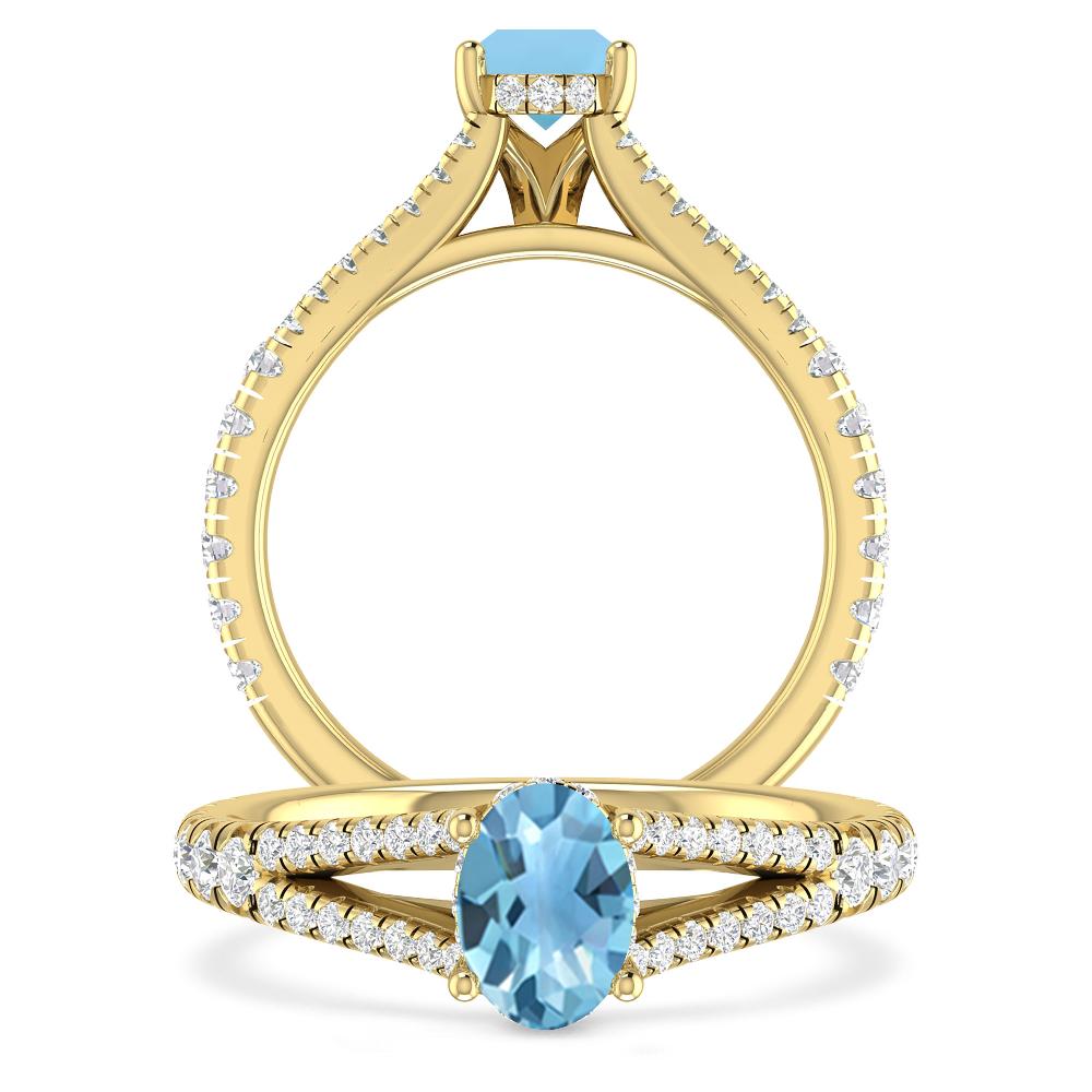 Yellow Gold - Blue Topaz