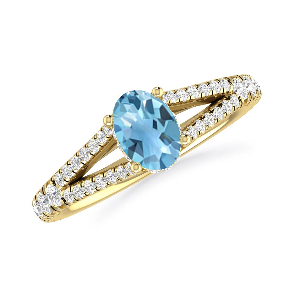 Yellow Gold - Blue Topaz