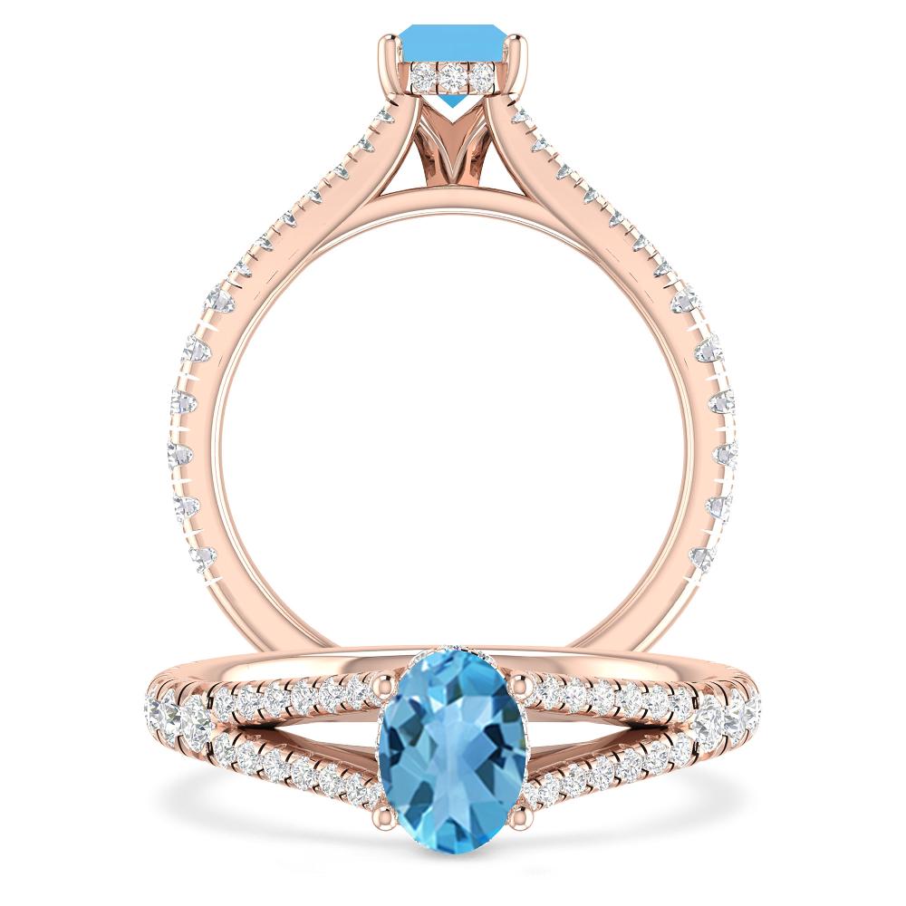 Rose Gold - Blue Topaz