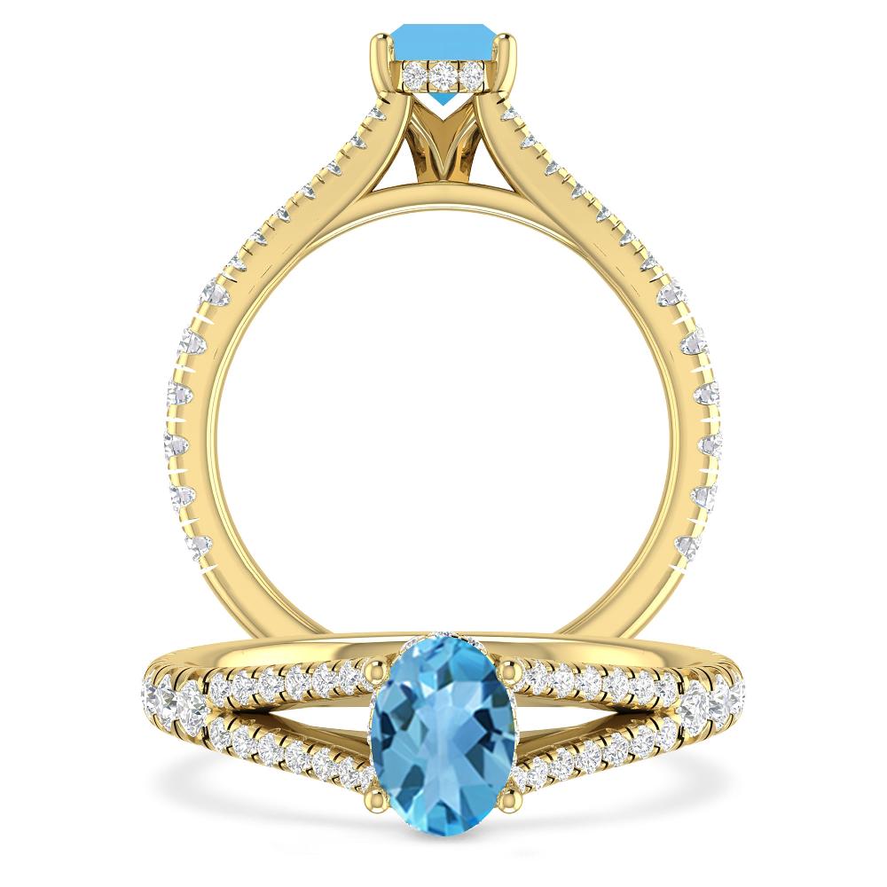 Yellow Gold - Blue Topaz