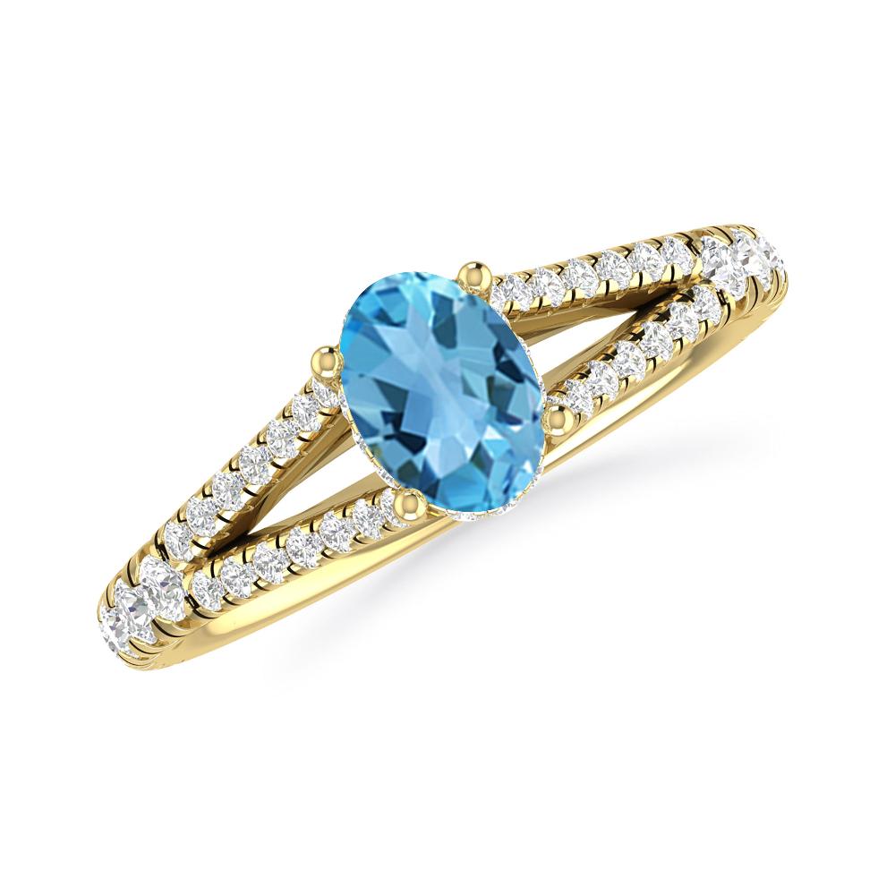 Yellow Gold - Blue Topaz